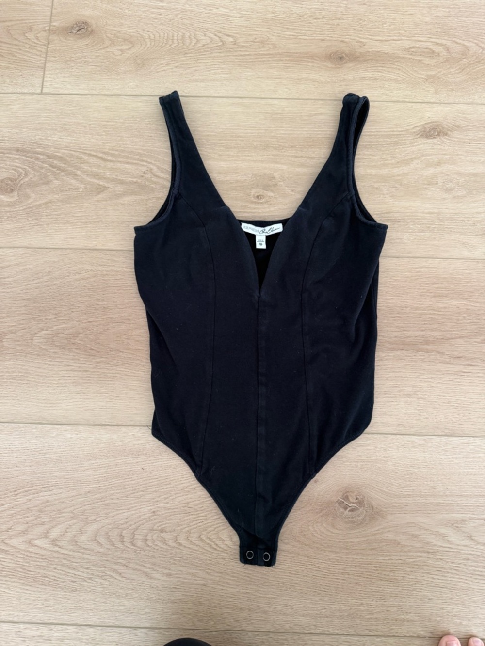 Express Black V-Neck Ribbed Bodysuit